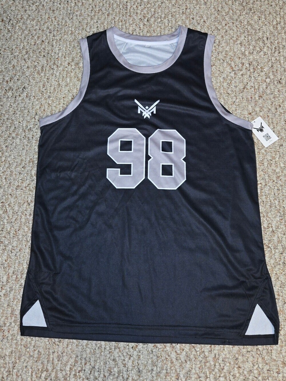 NWT Maxx Crosby "Logo" Basketball Jersey Men's Size Medium Black/Gray